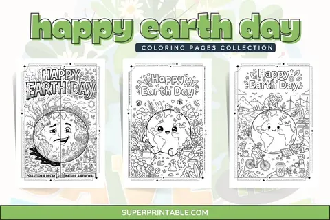 Happy Earth Day Coloring Pages Feature Image