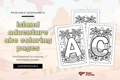Island Adventure ABC Coloring Pages Feature Image