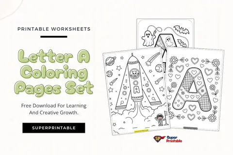 Letter A Coloring Pages Set Feature Image