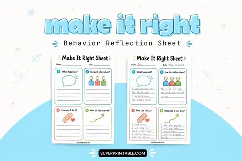 Make It Right Behavior Reflection Sheet Feature Image