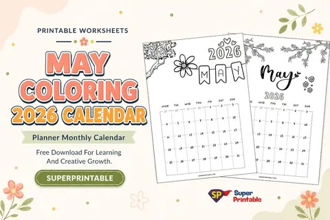 May Coloring 2026 Planner Monthly Calendar Feature Image