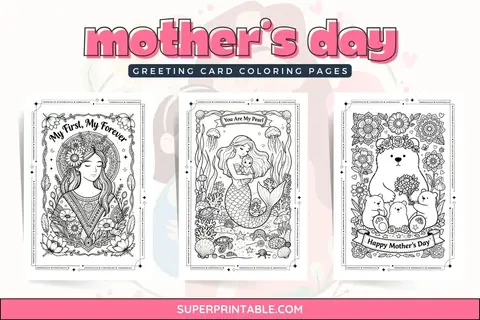 Mother's Day Greeting Card Coloring Pages Feature Image