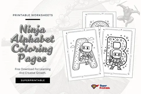 Ninja Alphabet Coloring Pages Feature Image