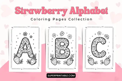 Strawberry Alphabet Coloring Pages Feature Image