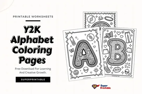 Y2K Alphabet Coloring Pages Feature Image
