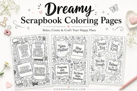 10+ Dreamy Scrapbook Coloring Pages Feature Image
