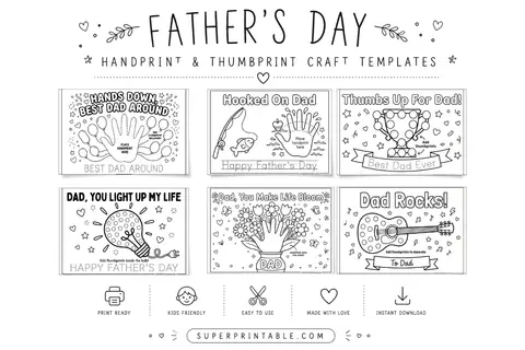 10+ Father's Day Handprint and Thumbprint Craft Template Feature Image