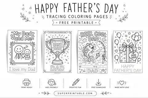 10+ Happy Father’s Day Tracing Coloring Pages Feature Image