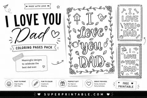 10+ I Love You Dad Coloring Pages Feature Image