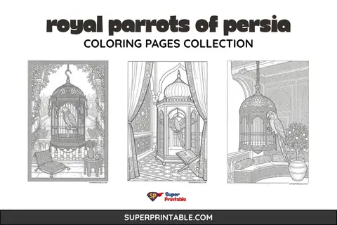 10+ Royal Parrots of Persia Coloring Pages 