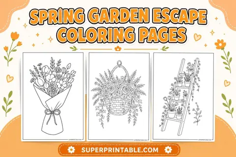 100+ Spring Garden Escape Coloring Pages Feature Image