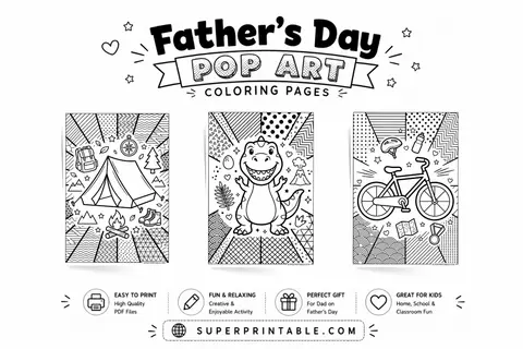 15+ Father's Day Pop Art Coloring Pages Feature Image
