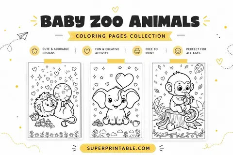 18+ Baby Zoo Animals Coloring Pages Feature Image