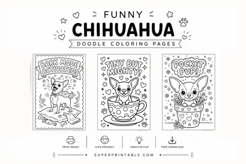 18+ Funny Chihuahua Doodle Coloring Pages Feature Image