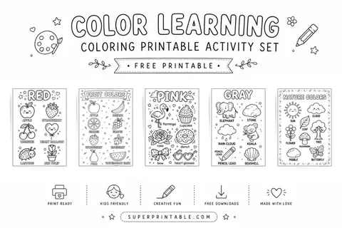 20 Color Learning Coloring Printable Activity Set Feature Image