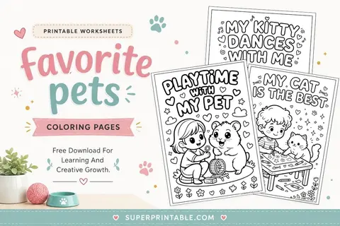 20+ Favorite Pets Coloring Pages Feature Image