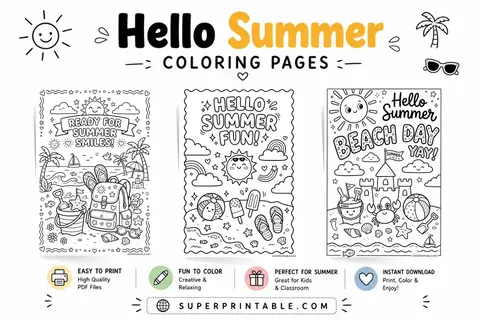 20 Hello Summer Coloring Pages Feature Image