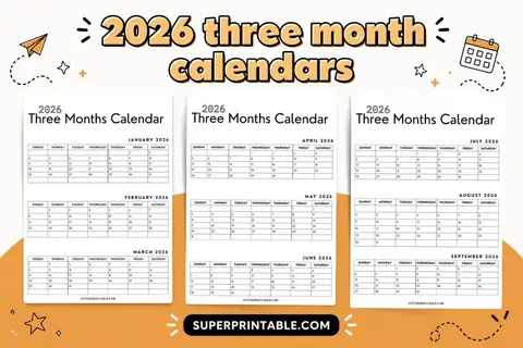2026 Three Month Calendars Feature Image