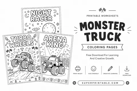 25 Monster Truck Coloring Pages Feature Image