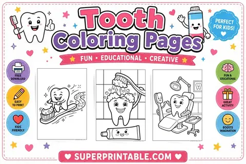 25 Tooth Coloring Pages Feature Image
