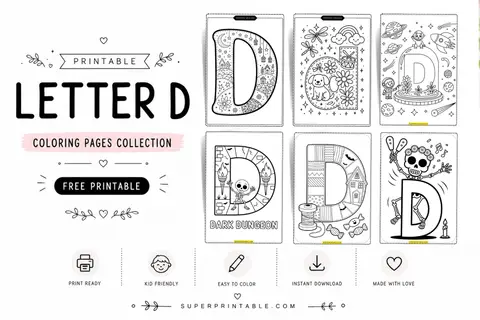 30 Letter D Coloring Pages Feature Image