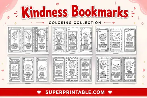 36 Kindness Bookmarks Coloring Pack Feature Image