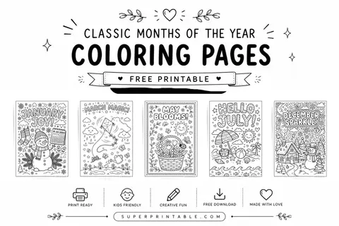 Classic Months Of The Year Coloring Pages Feature Image