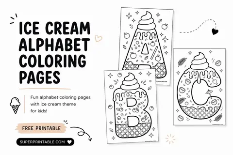 Ice Cream Alphabet Coloring Pages Feature Image