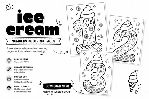 Ice Cream Numbers Coloring Pages Feature Image