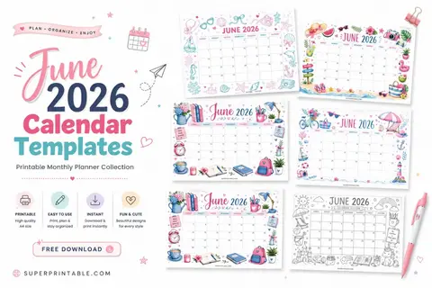 June 2026 Calendar Template Feature Image