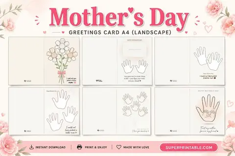 Mother's Day Greetings Card A4 (Landscape) Feature Image