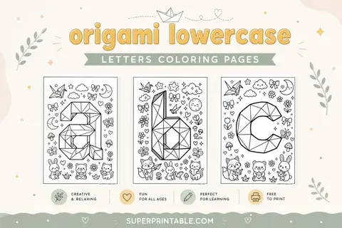 Origami Lowercase Letters Coloring Pages Feature Image