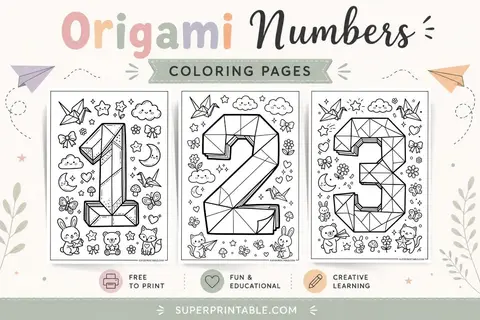 Origami Numbers Coloring Pages Feature Image