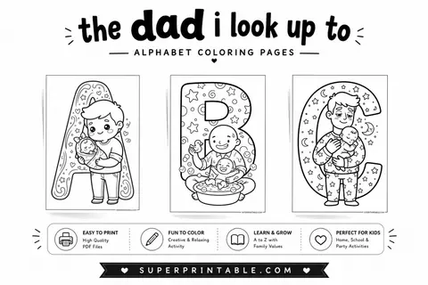 The Dad I Look Up To Alphabet Coloring Pages Feature Image