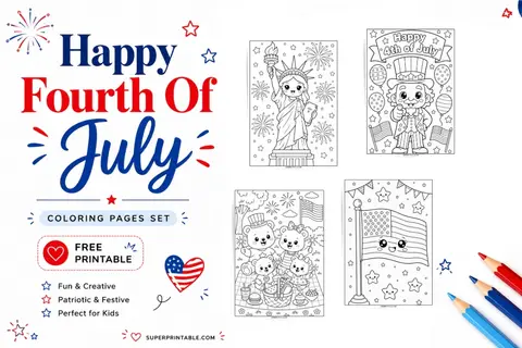10+ Happy Fourth Of July Coloring Pages Feature Image