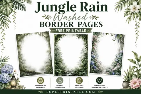 10+ Jungle Rain Washed Border Pages
