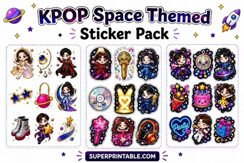 10+ KPOP Space Themed Sticker Pack Feature Image