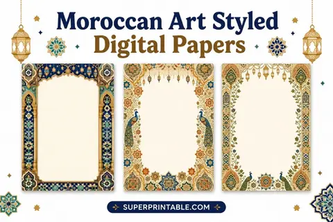 10+ Moroccan Art Styled Digital Papers 