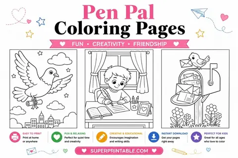 10 Pen Pal Coloring Pages Feature Image