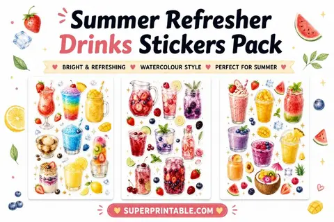 10+ Summer Refresher Drinks Stickers Pack Feature Image