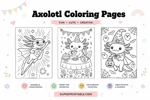 12+ Axolotl Coloring Pages Feature Image