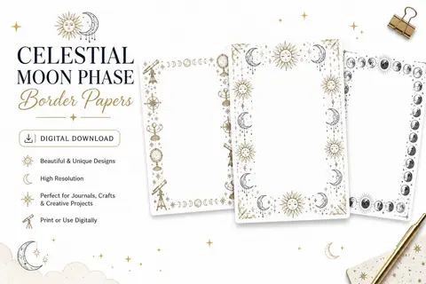 12+ Celestial Moon Phase Border Papers