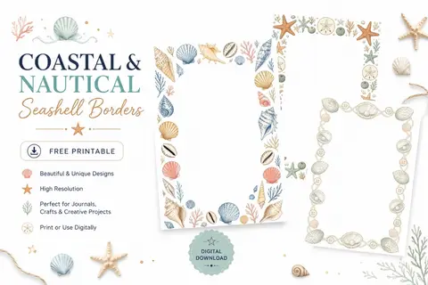 12+ Coastal And Nautical Seashell Borders Feature Image