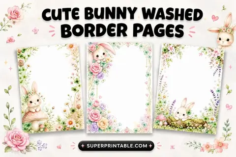 12+ Cute Bunny Washed Border Pages Feature Image