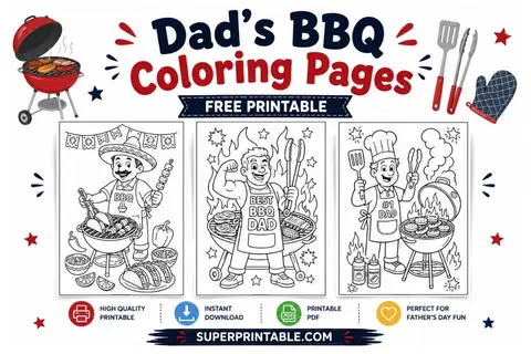 12+ Dad's BBQ Coloring Pages Feature Image