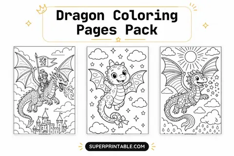 12+ Dragon Coloring Pages Feature Image