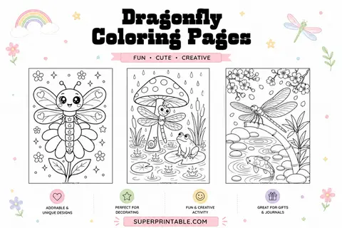 12+ Dragonfly Coloring Pages Feature Image