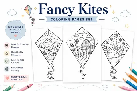12+ Fancy Kites Coloring Pages Feature Image