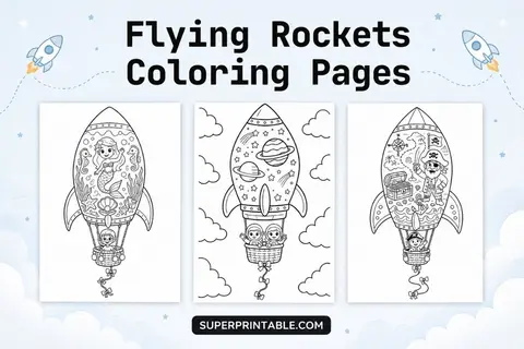 12+ Flying Rockets Coloring Pages Feature Image