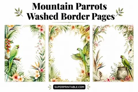 12+ Mountain Parrots Washed Border Pages Feature Image